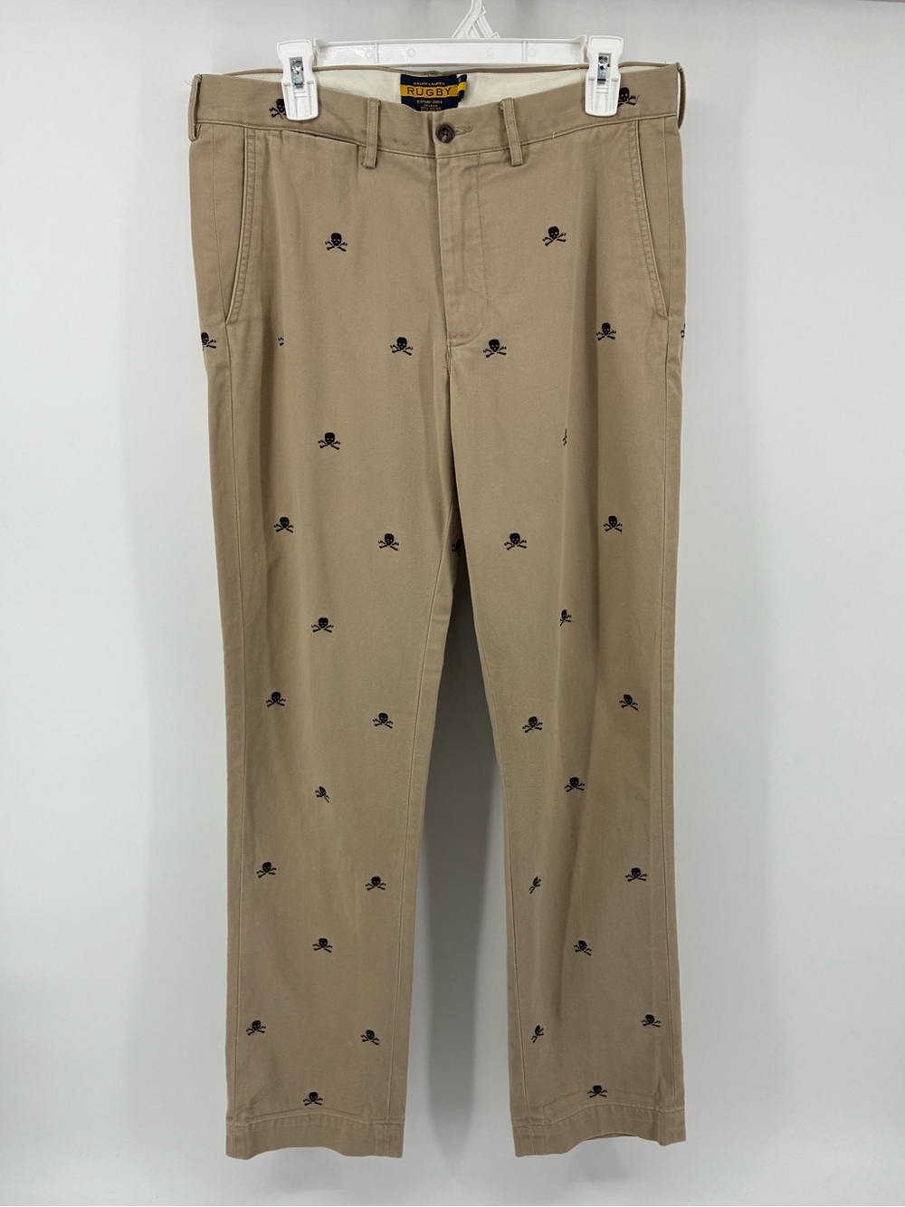 Rugby Ralph Lauren Khaki Embroidered Skull Chino Pants - Tan